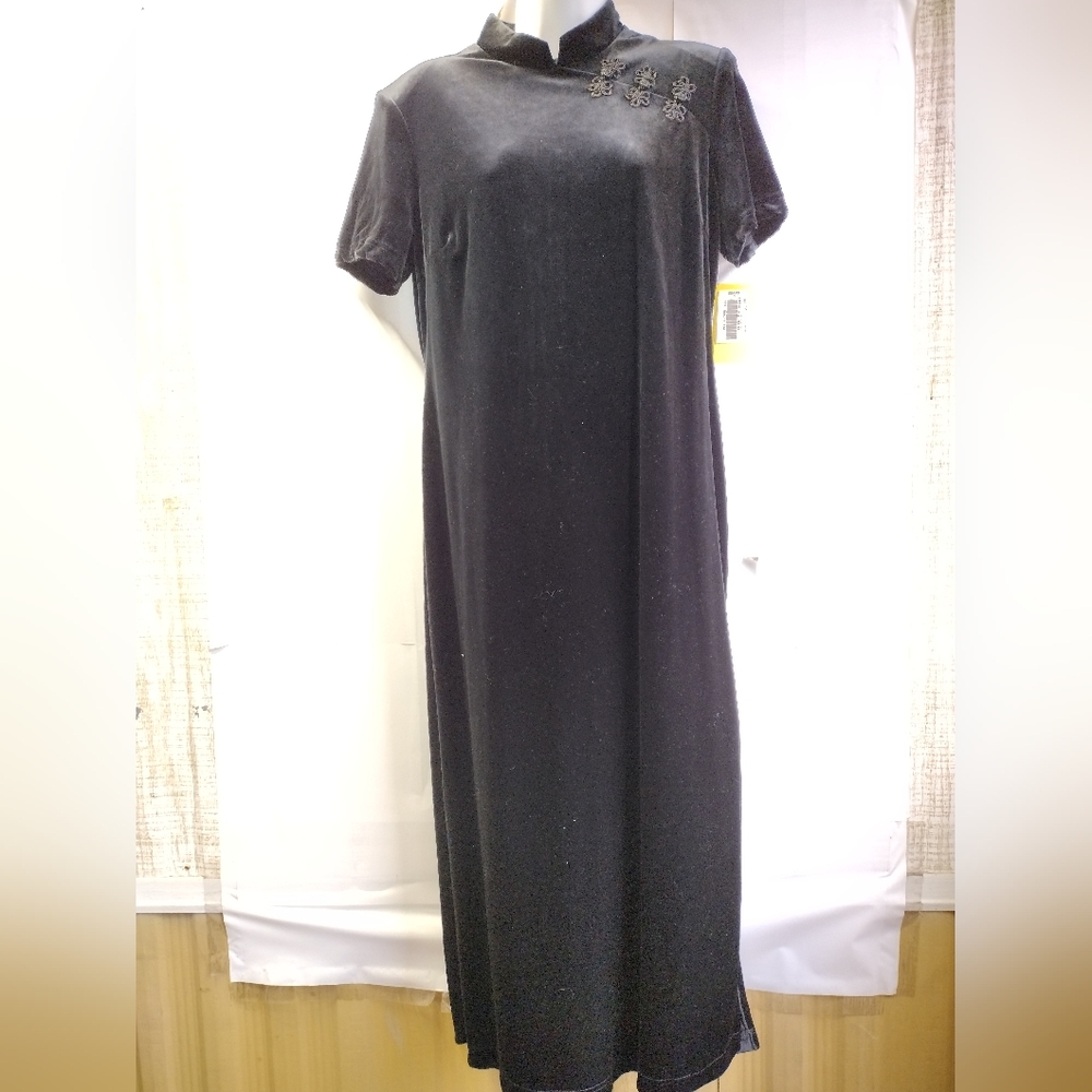 Coco Bianco Vintage 90's Women's Misses Long Straight Velvet Dress Size 14